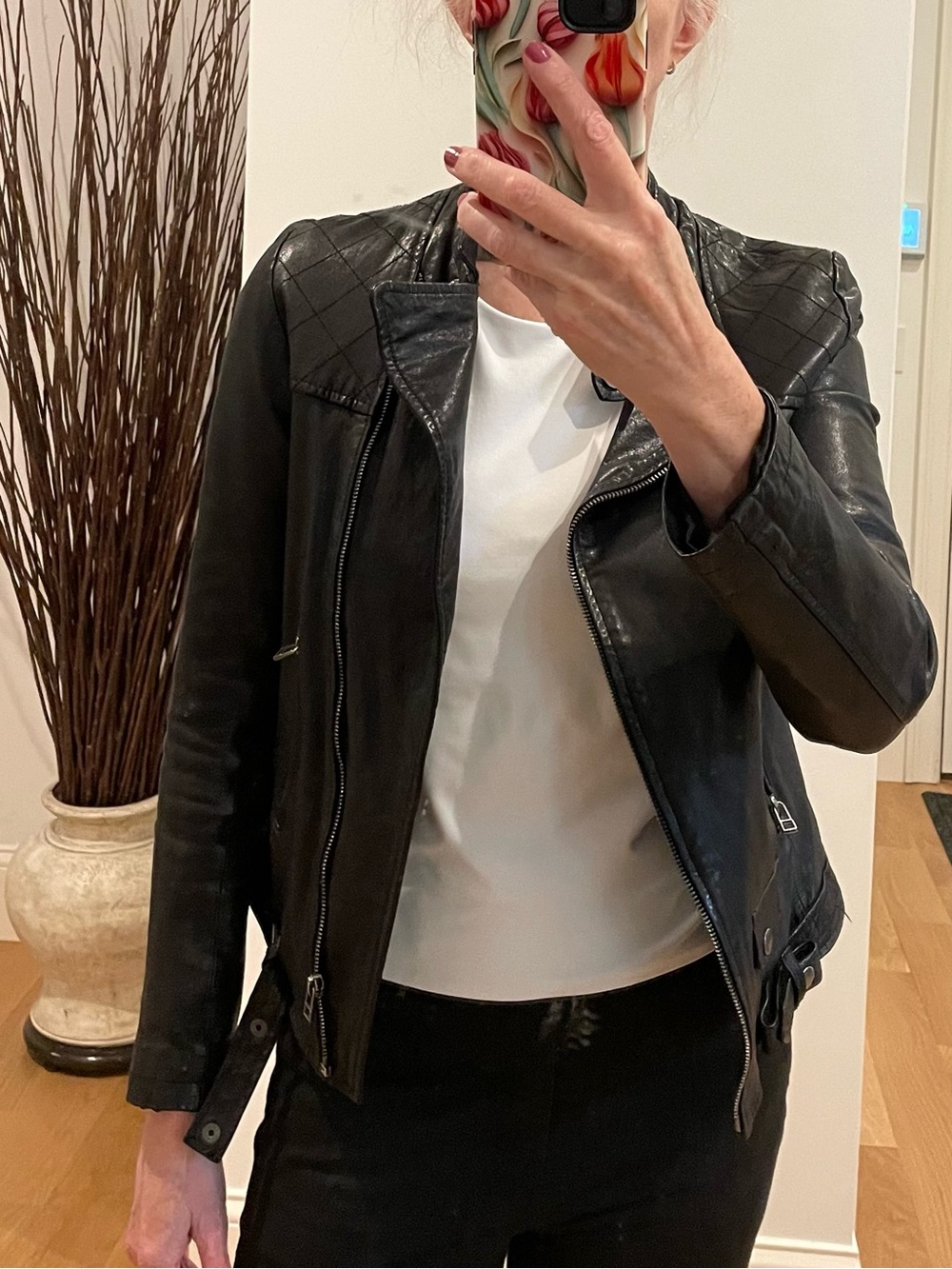 Black Leather Moto Jacket - Women